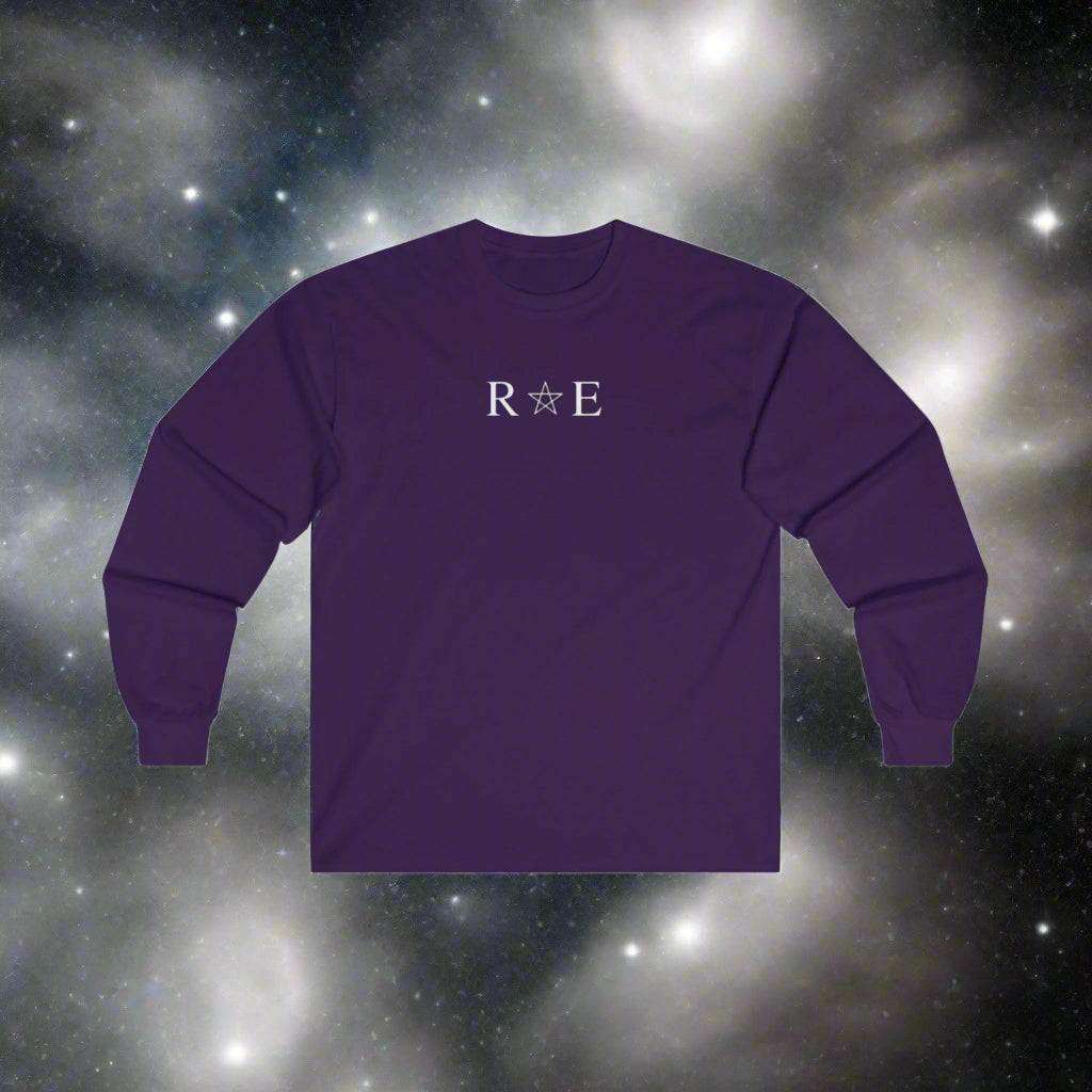 Mens STARRAE Ultra Cotton Long Sleeve Tee - Stellar Starry Design with Saturn Graphic