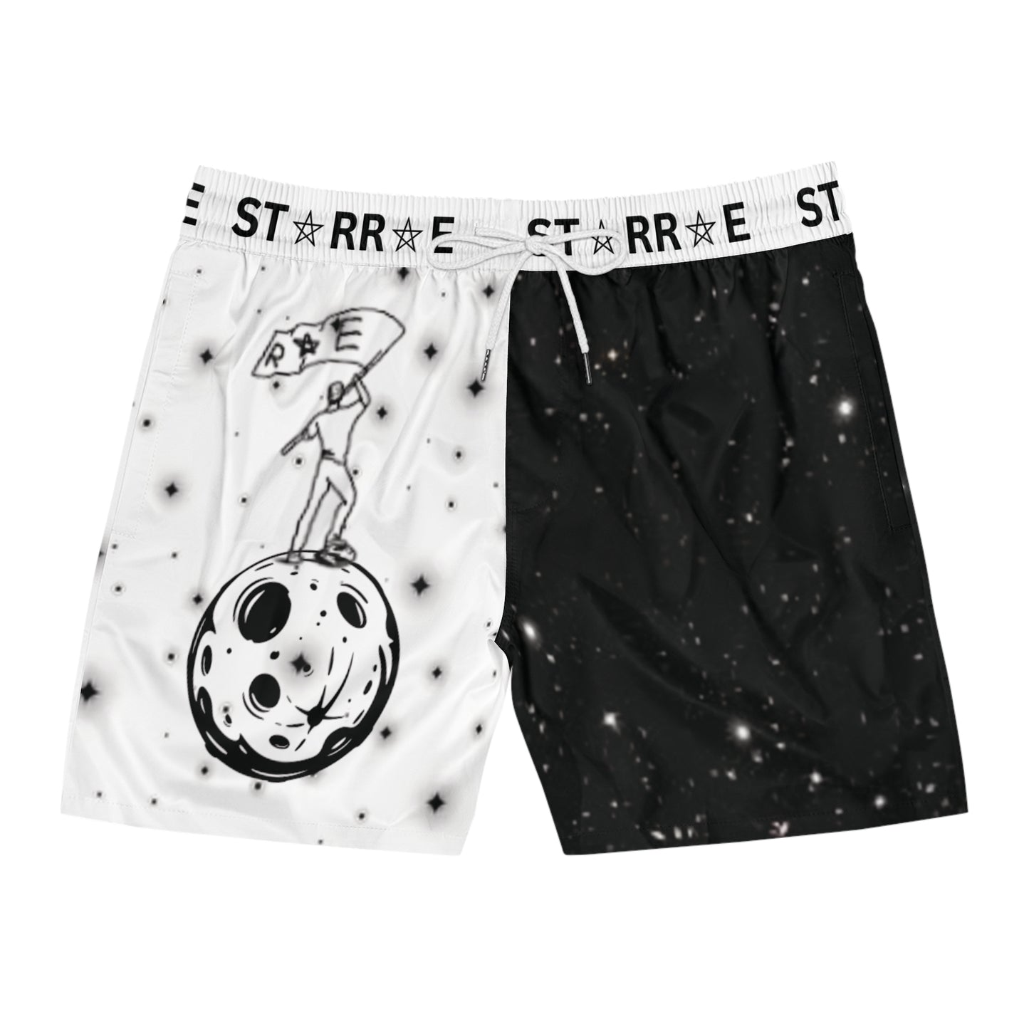 STARRAE Space-Themed Men's Mid-Length Swim Shorts, Stylish Beachwear