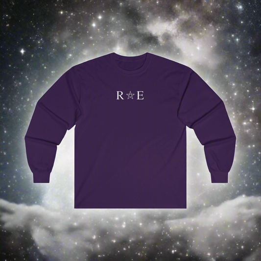 Womens STARRAE Ultra Cotton Long Sleeve Tee - Stellar Starry Design with Saturn Graphic